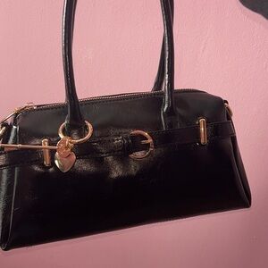 Black Shoulder Bag Purse | Minimal Chic Everyday Bag | Adjustable Strap